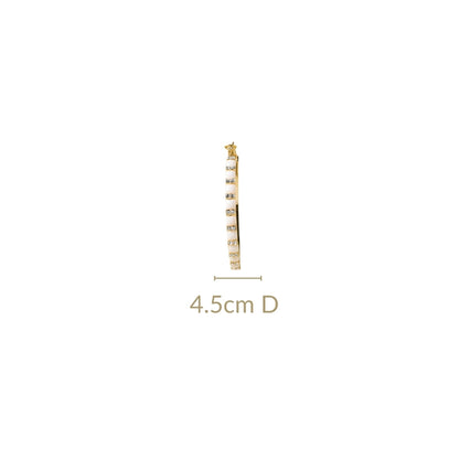 Gold And White Lattice Hoop Earrings