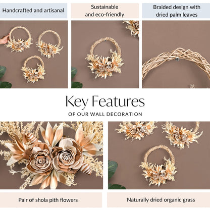 Golden Harvest Bloom Sustainable Flower Wreath Set Of 3