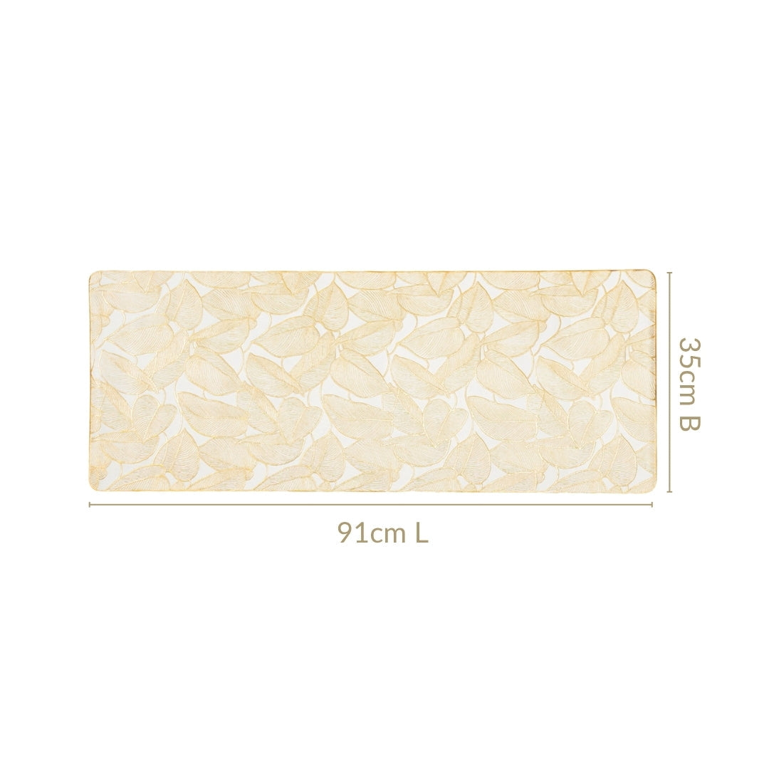Leaf Embossed Golden Table Runner 91x35cm