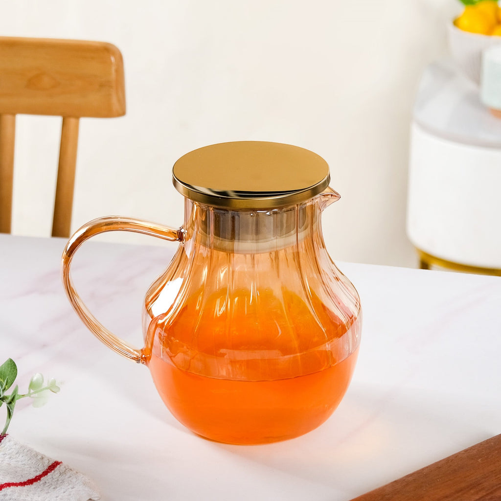 Premium Fluted Amber Borosilicate Glass Jug 1550ml