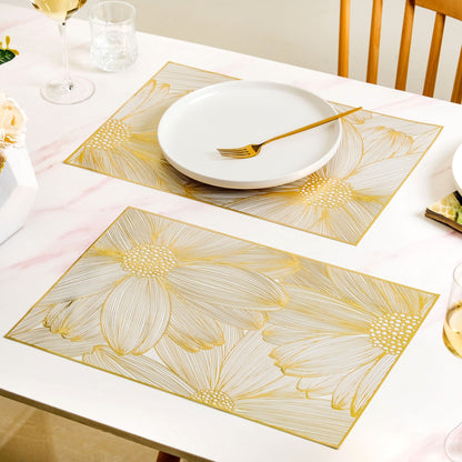 Luxe Golden Petals Table Mat Set Of 6