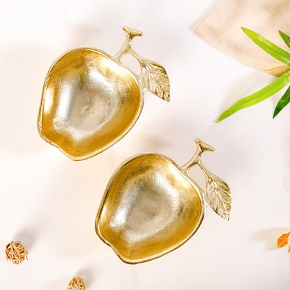 Golden Apple Trinket Bowl Set Of 2