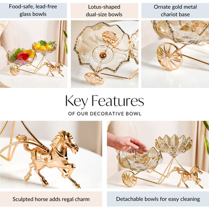 Gold Chariot Glass Decorative Bowls