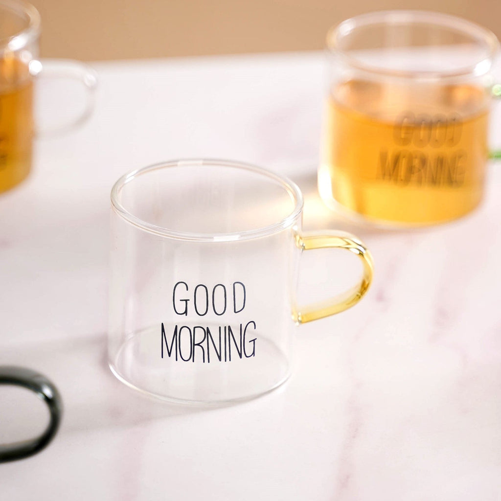 Good Morning Assorted Multicolour Handle Tea Cups Set Of 6 130ml