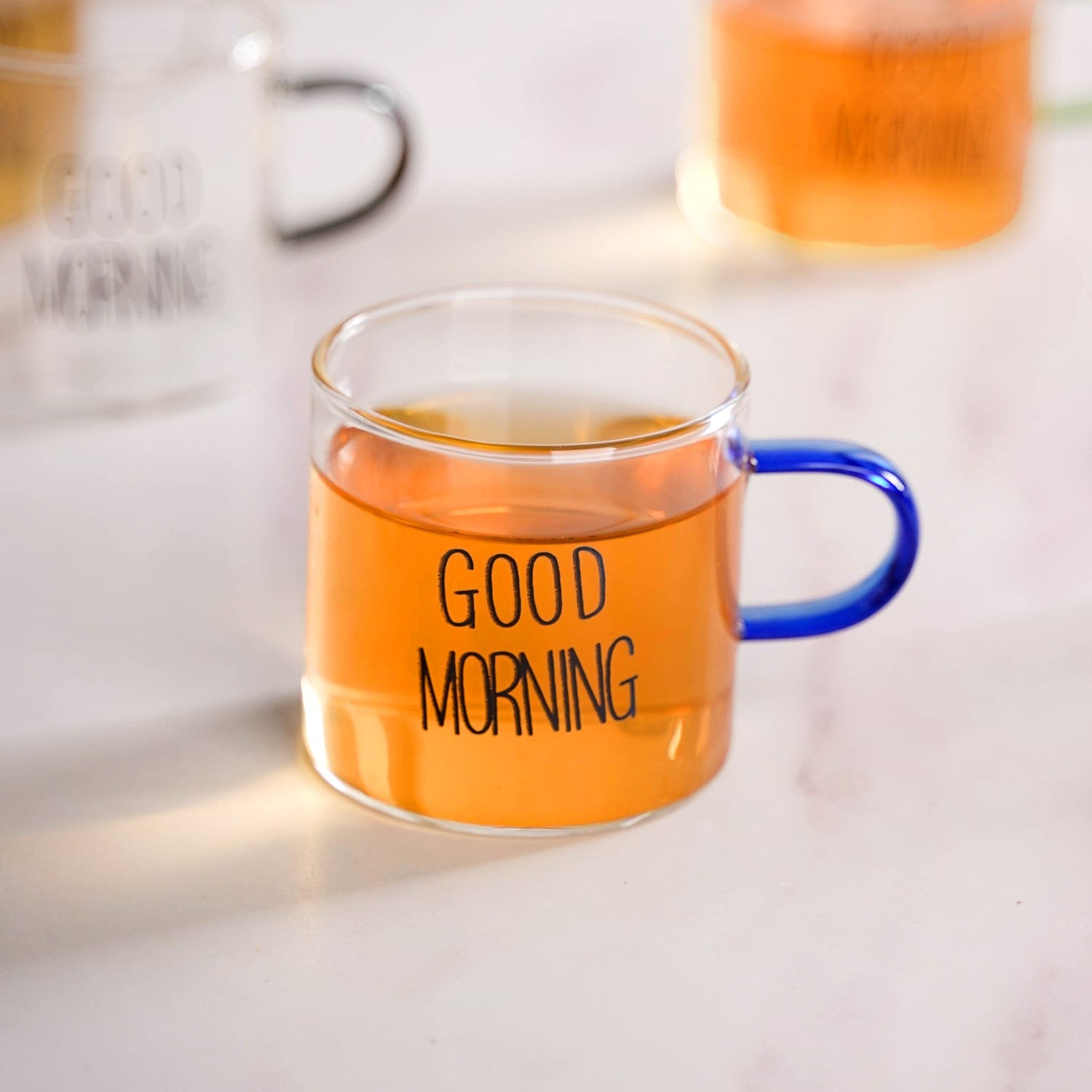 Good Morning Assorted Multicolour Handle Tea Cups Set Of 6 130ml