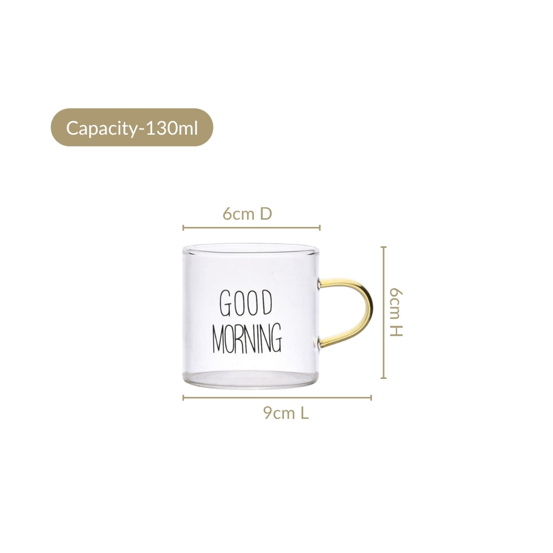 Good Morning Assorted Multicolour Handle Tea Cups Set Of 6 130ml