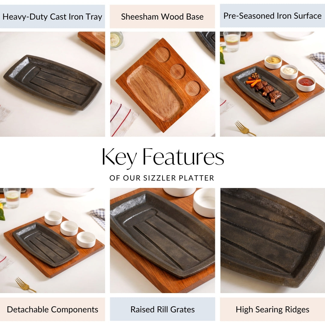 Gourmet Sizzler Plate And Ceramic Bowl Set