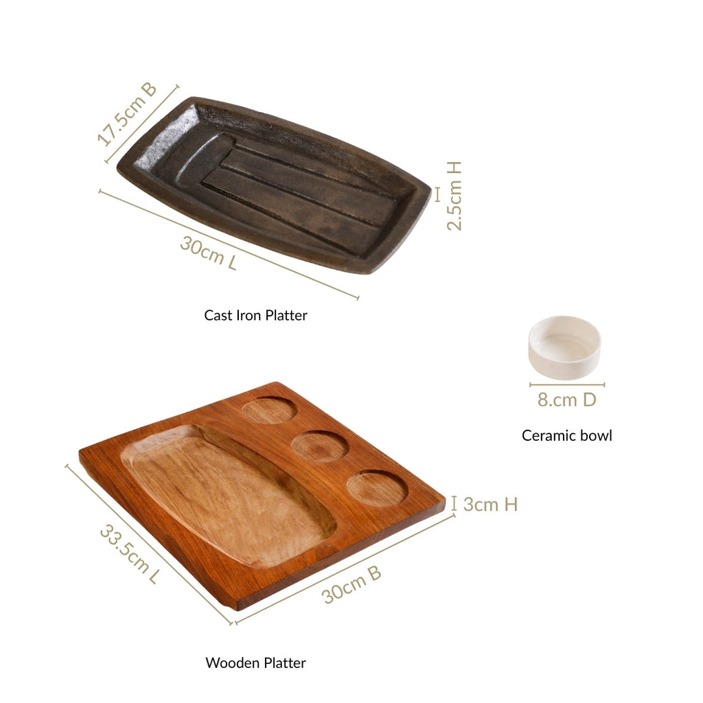 Gourmet Sizzler Plate And Ceramic Bowl Set