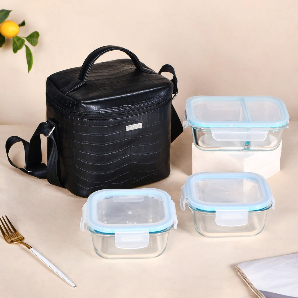 Gourmet Carry Lunch Bag Lunch Box Hamper Black