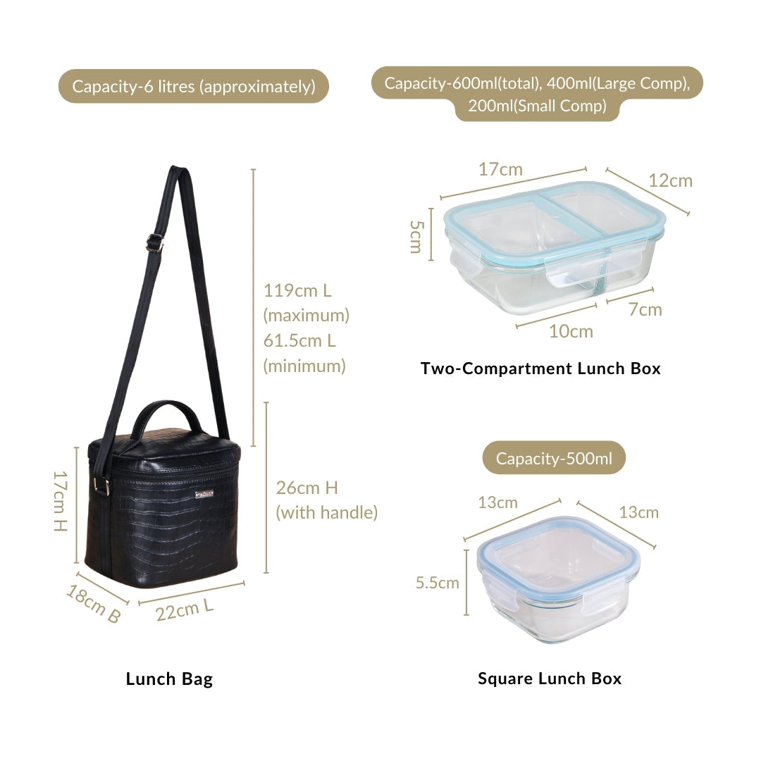 Gourmet Carry Lunch Bag Lunch Box Hamper Black