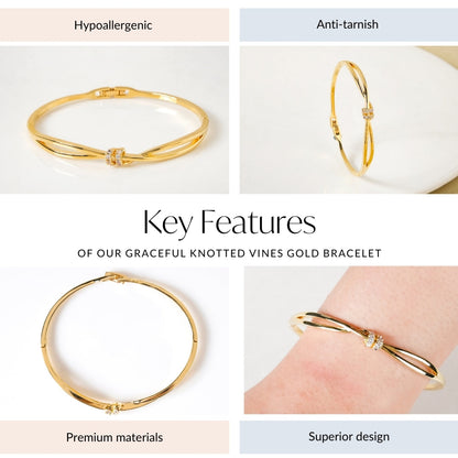 Graceful Knotted Vines Gold Bracelet