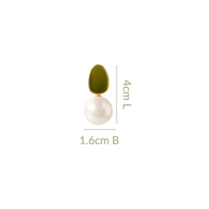 Green And Gold Pearl Earrings