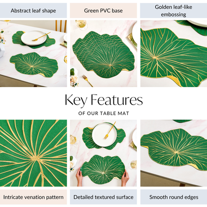 Lily Pad Placemats For Dining Table Green Set Of 6