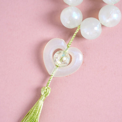 Green Tassel Heart Charm Keychain