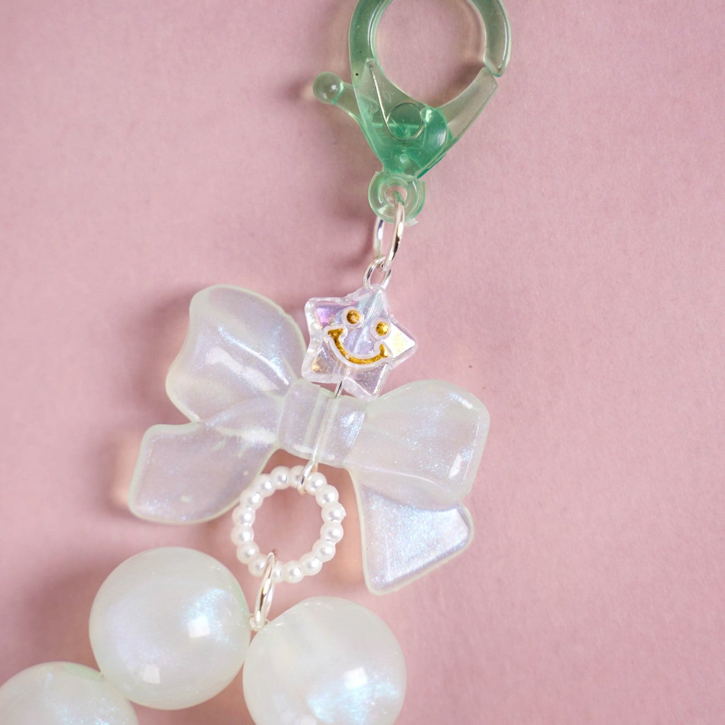 Green Tassel Heart Charm Keychain