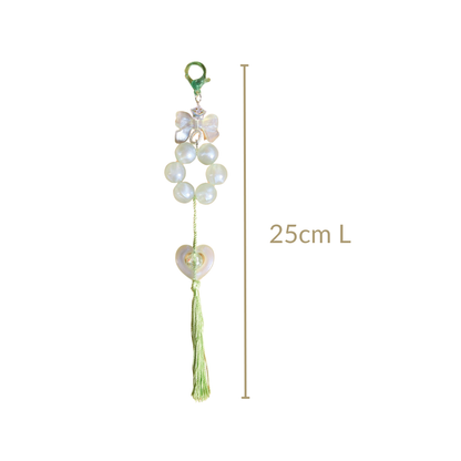Green Tassel Heart Charm Keychain