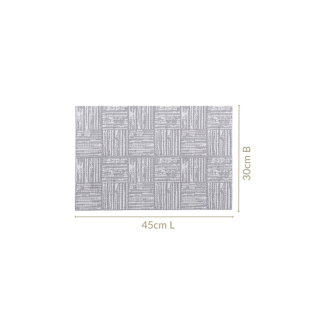 Basket Weave Grey Dinner Table Mats Set Of 6