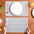 Basket Weave Grey Dinner Table Mats Set Of 6