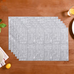 Basket Weave Grey Dinner Table Mats Set Of 6