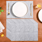 Basket Weave Grey Dinner Table Mats Set Of 6