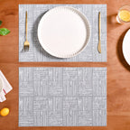 Basket Weave Grey Dinner Table Mats Set Of 6