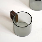 Grey Fusion Cups With Wooden Handle Set Of 4 200ml