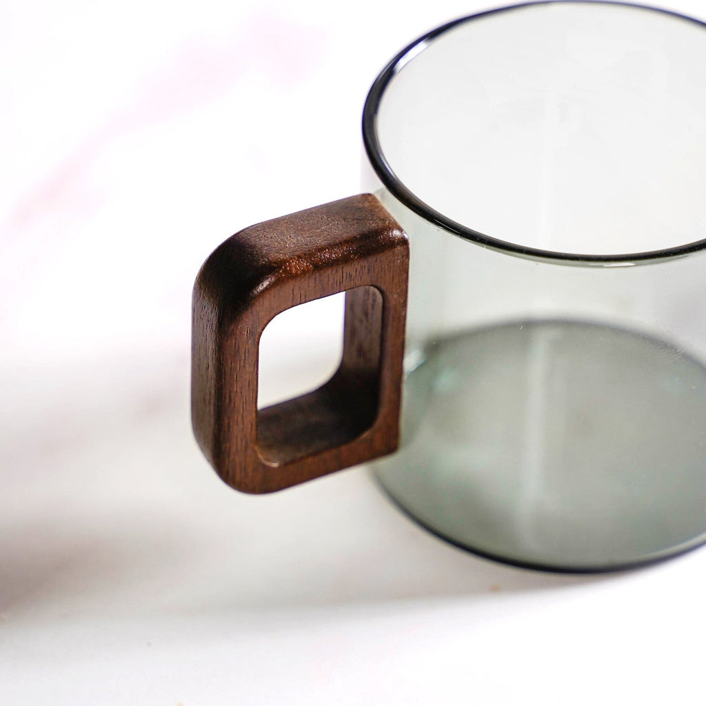 Grey Fusion Cups With Wooden Handle Set Of 4 200ml