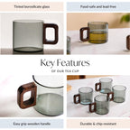 Grey Fusion Cups With Wooden Handle Set Of 4 200ml
