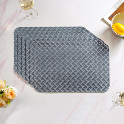 Greyish Blue Weave Pattern Tablemat Set Of 6
