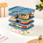 Groovo Stackable Glass Airtight Food Storage Containers Set Of 7