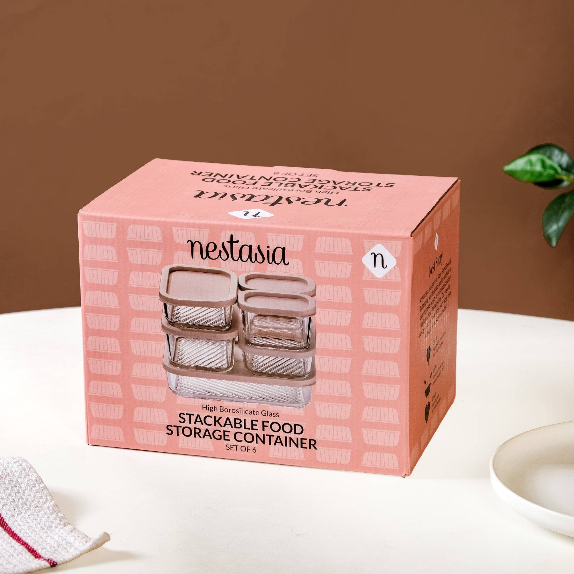 Groovo Stackable Glass Food Storage Container Set Of 6