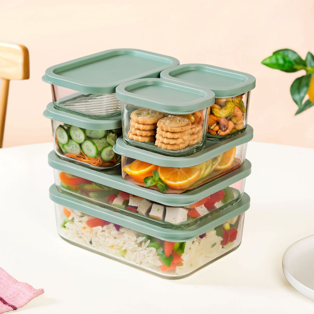 Groovo Stack On Storage Container Sage Green Set Of 7