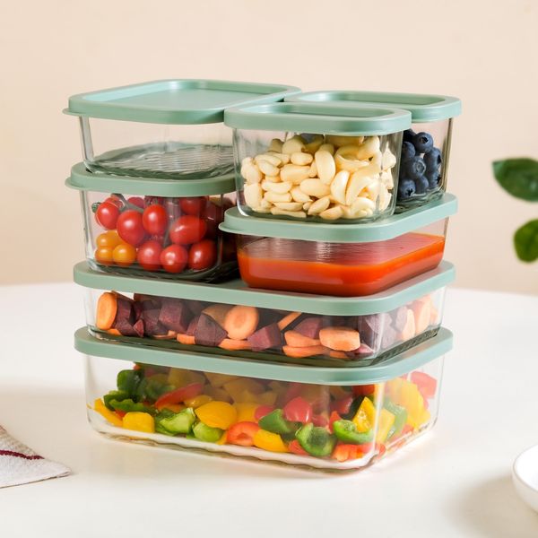 Groovo Stack On Storage Container Sage Green Set Of 7