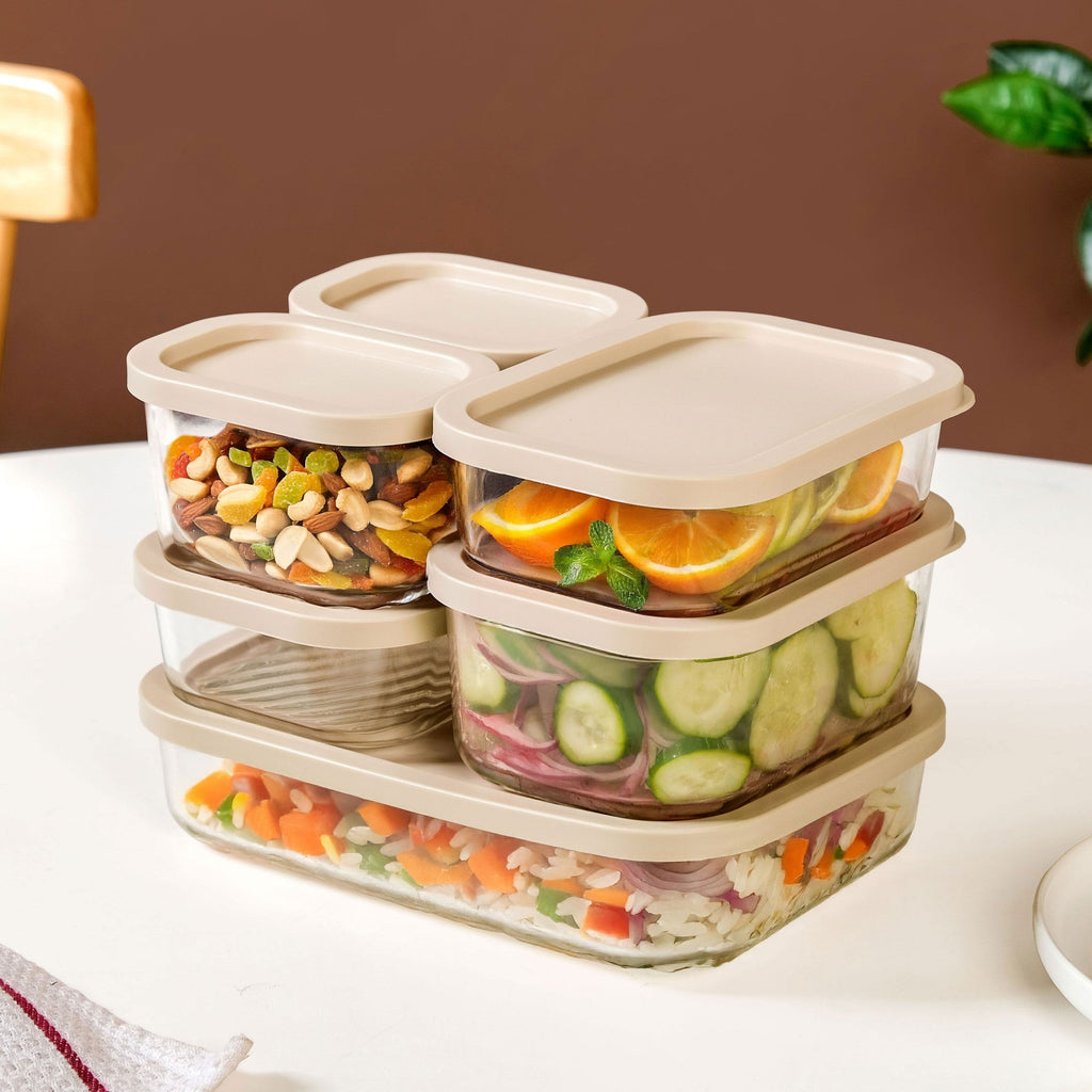 Groovo Stackable Glass Food Storage Container Set Of 6