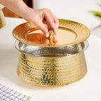 Hammered Pure Brass Biriyani Handi Lagan With Lid 4000ml