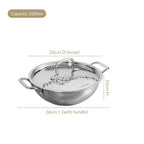 Hammered Stainless Steel Kadai With Lid Tri-Ply 3500ml