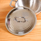 Hammered Tri Ply Induction Safe Stainless Steel Kadai With Lid 2250ml