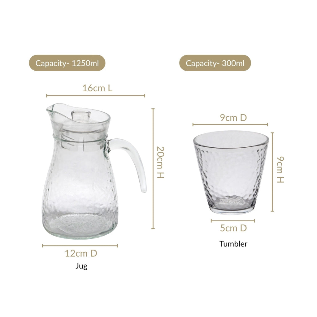 Glass Jug And Tumbler Set Of 5