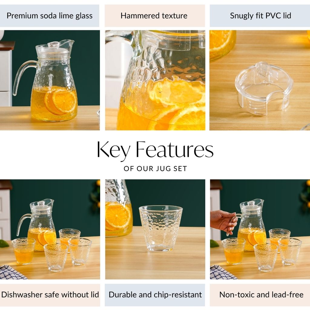 Glass Jug And Tumbler Set Of 5