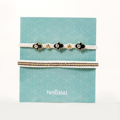 Sacred Hamsa Hand Bracelet Set Of 2