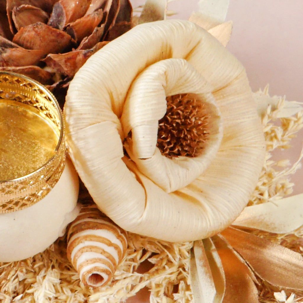 Natural Tealight Candle Holder Brown Set Of 4