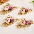 Handmade Organic Tealight Candle Holder Pink Set Of 4