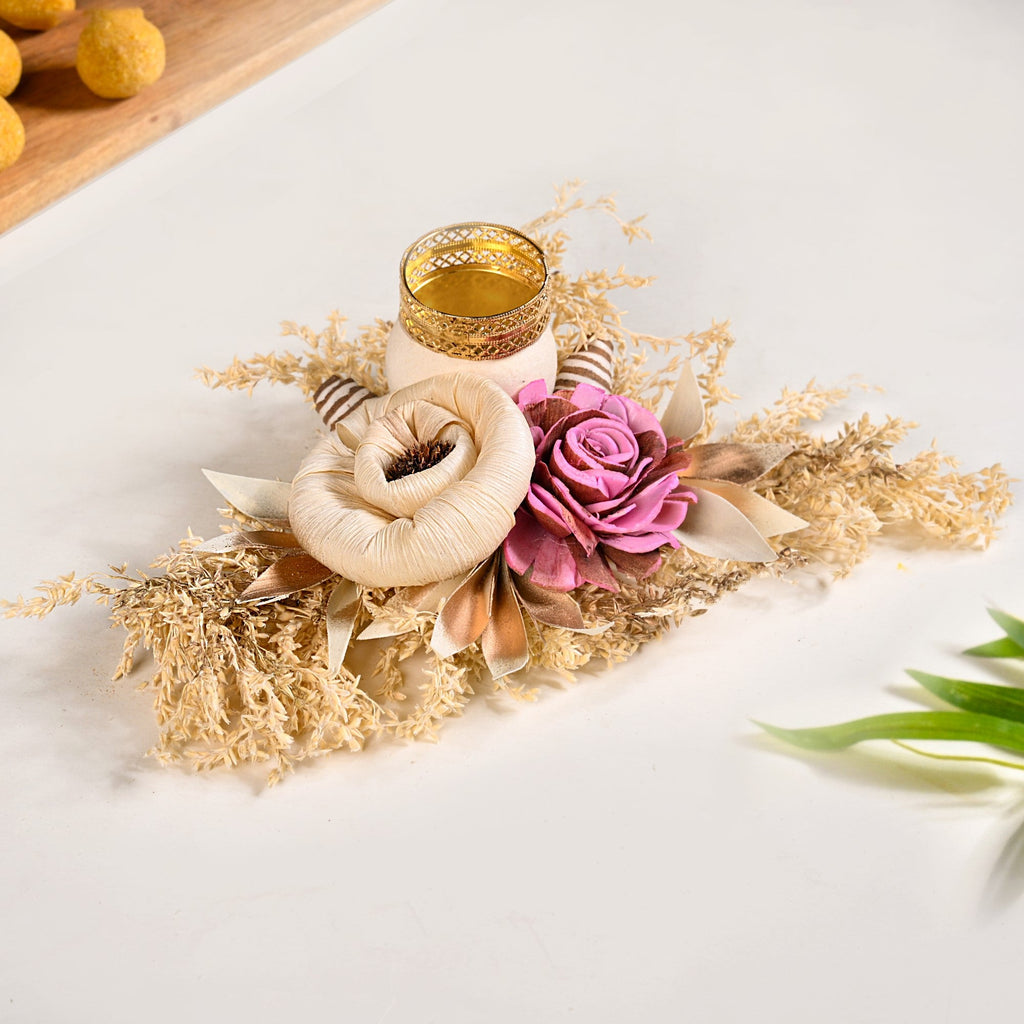 Handmade Organic Tealight Candle Holder Pink Set Of 4