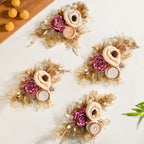 Handmade Organic Tealight Candle Holder Pink Set Of 4