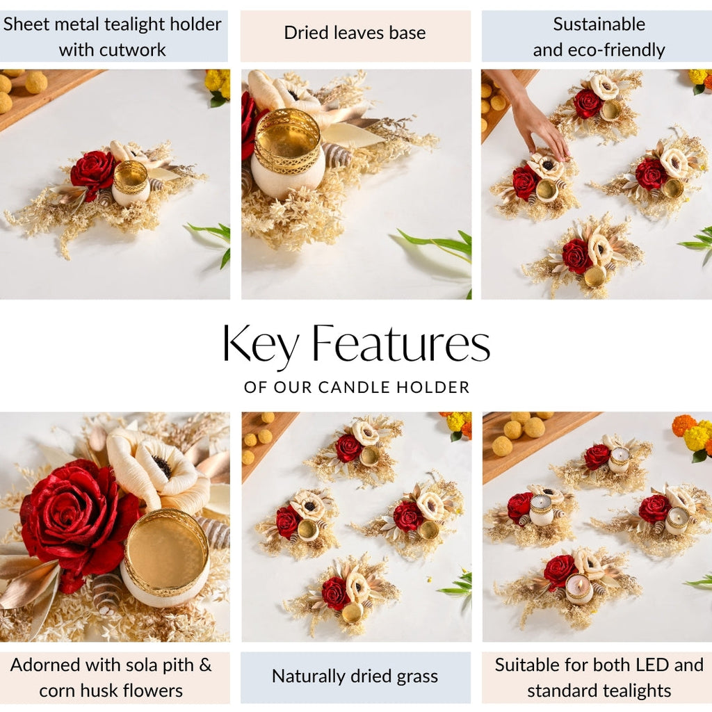 Organic Tealight Candle Holder Red Set Of 4