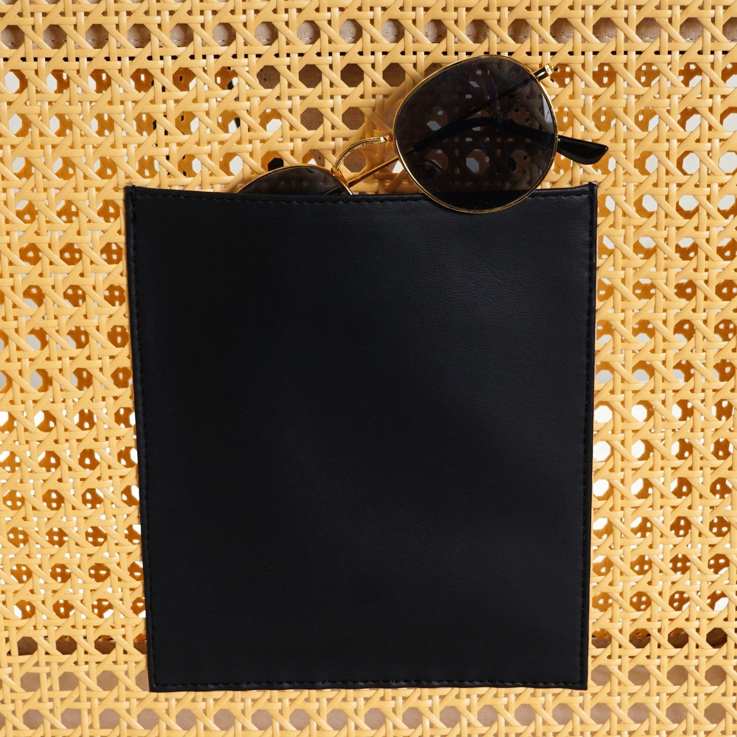 Classic Black Rattan Cane Webbing Tote Bag