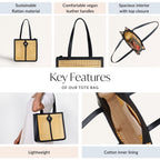 Classic Black Rattan Cane Webbing Tote Bag