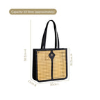 Classic Black Rattan Cane Webbing Tote Bag