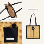 Classic Black Rattan Cane Webbing Tote Bag