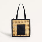 Classic Black Rattan Cane Webbing Tote Bag